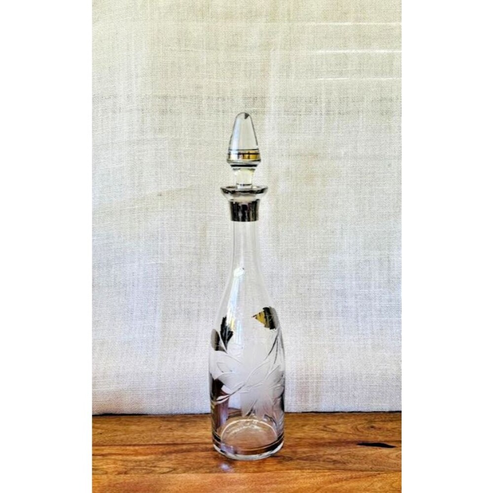 Bohemia Crystal Vintage Mid Century Wine Decanter 1960's 16" Tall X 5" Wide